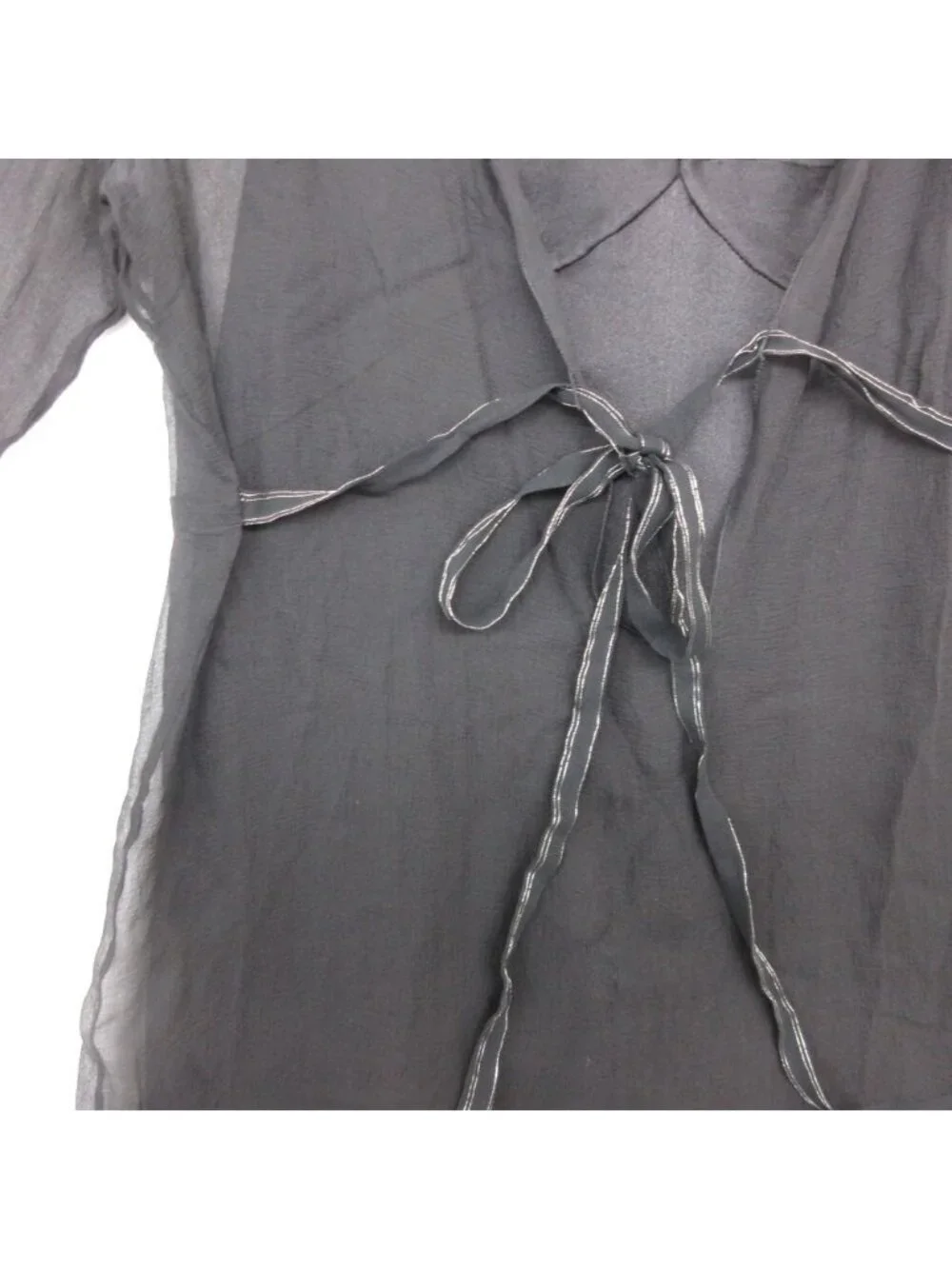 Chanel Set Vintage Silk 100% Sheer Chiffon Dress Back Zip Straight Black